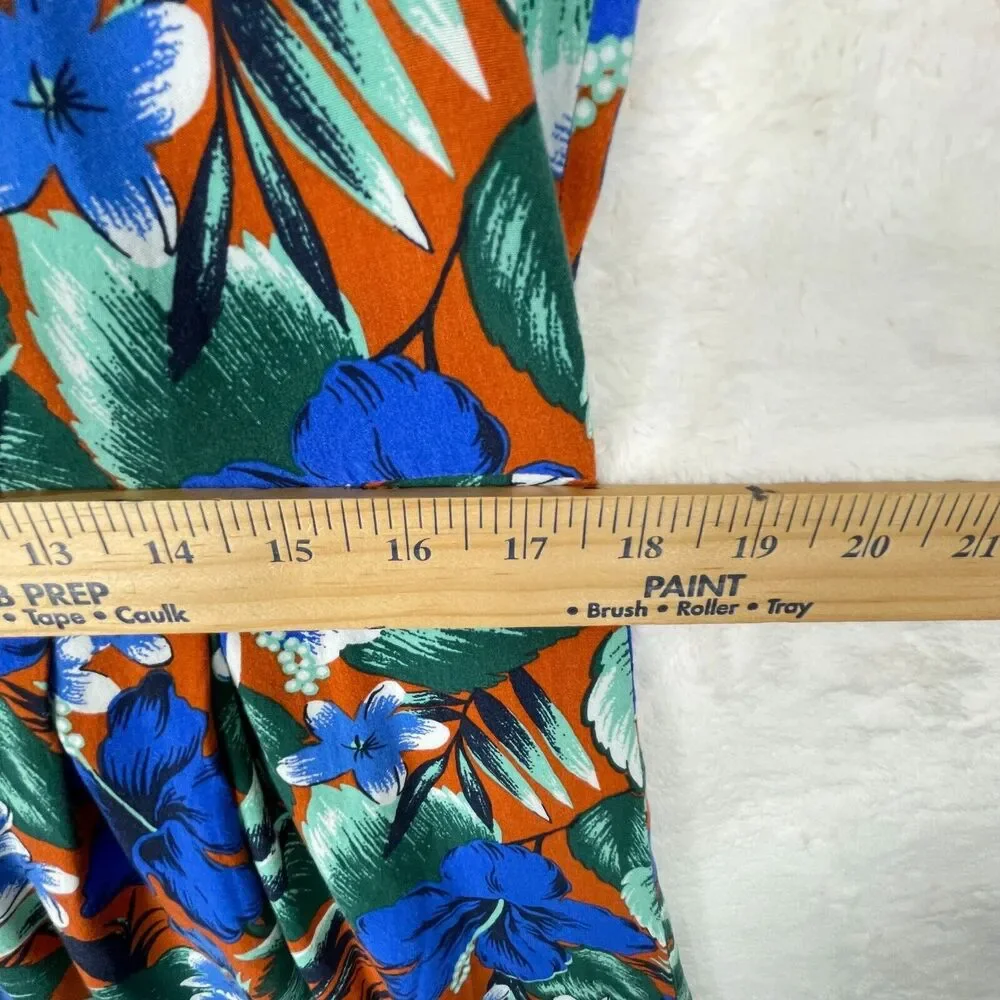J Crew Maxi Dress Womens Large Blue Multi Floral Botanical Boho Short Sleeves - Picture 8 of 14